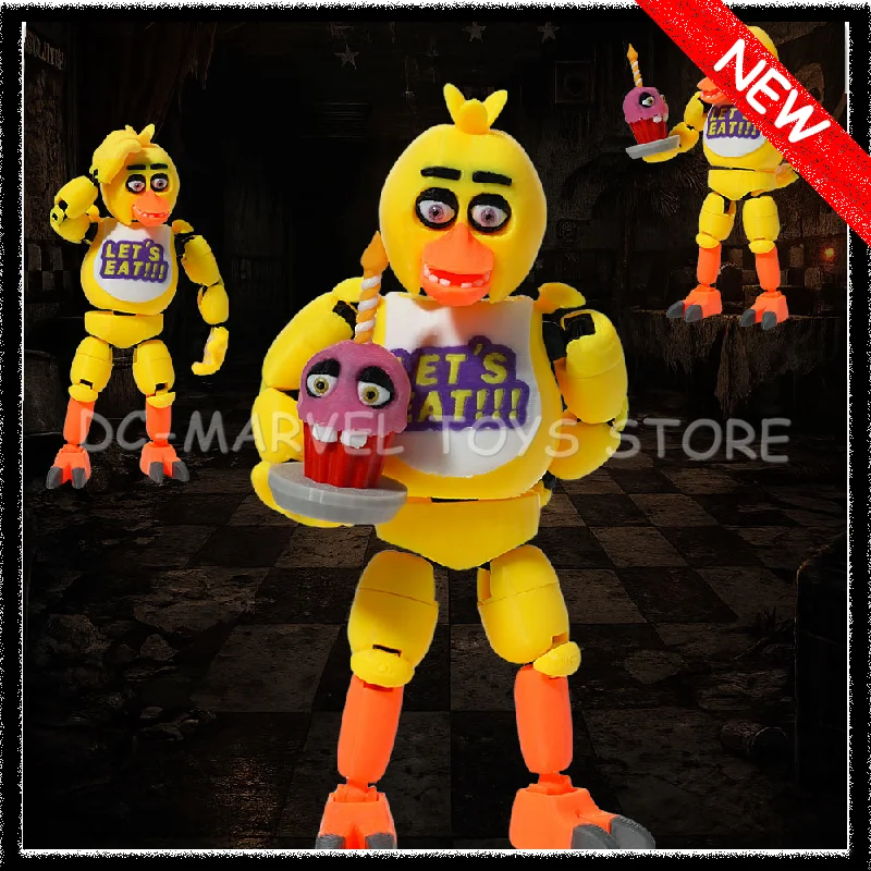Nueva Figura de Acción Articulada Impresa en 3D de FNAF T13 Chica, el Pollo de Five Nights At Freddy's, LET'S EAT Pizza, Springtrap T13