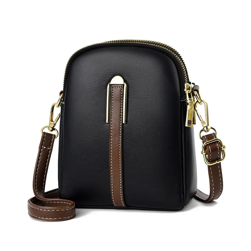 

New Arrival Crossbody Money Phone Purse Bags For Women Solid Color PU Leather Small Shoulder Bag Multi-Zipper Handbag Clutch
