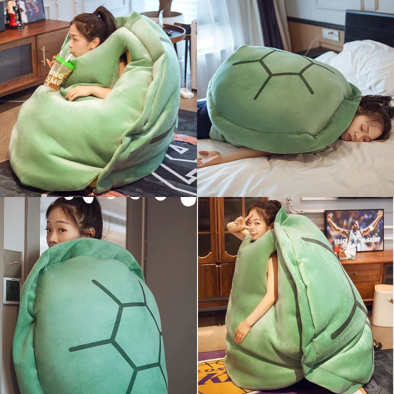 Large Wearable Turtle Shell Plush Blanket Cute Soft Cushion Home Room Decor Sofa Decoration Birthday Children Day Gift For Kids