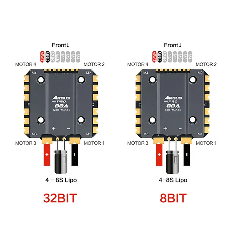 SmartChip80A 100A ESC For ARGUS-PRO ECO F722 Stack 8S With Heat Dissipating Aluminum Parts 8Bit / 32Bit For Axisflying 15inch FP