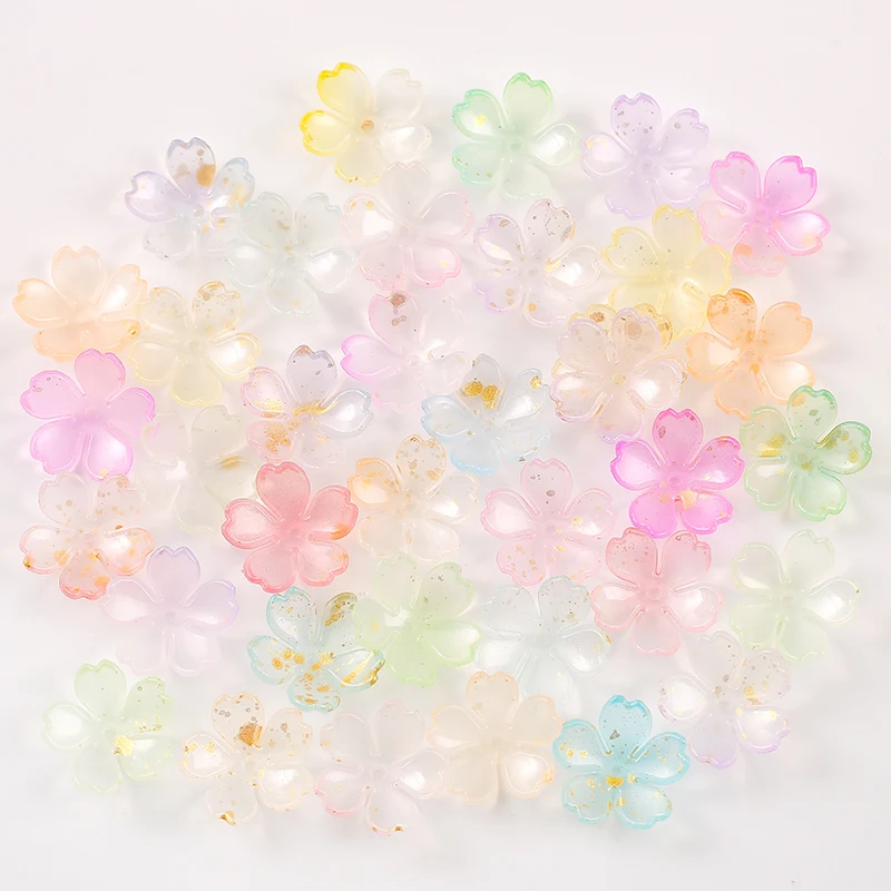 18mm 50g acrylic gold sprinkled cherry blossom petals gradient DIY handmade accessories headwear woven