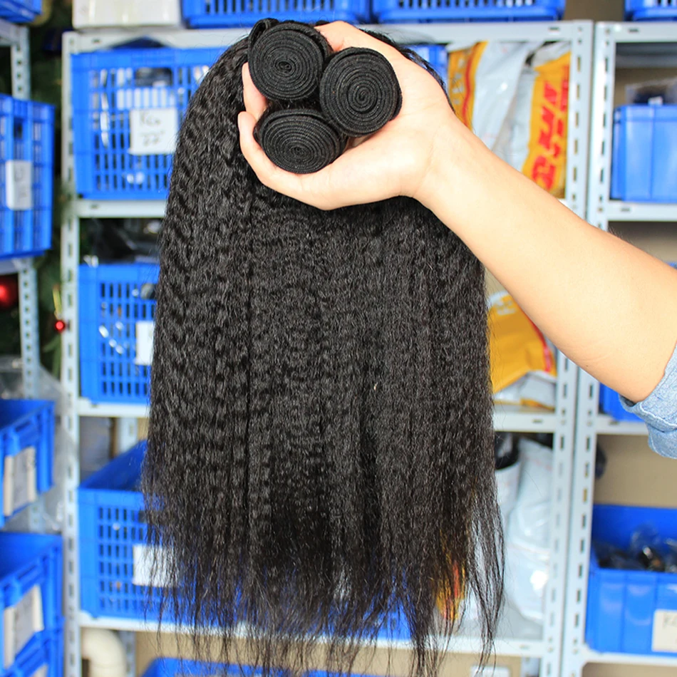 Surowe włosy indyjskie Kinky Straight Human Hair Bundles Yaki Straight Hair Weft Naturalne włosy wyplata Przedłużanie można farbować lub bielone