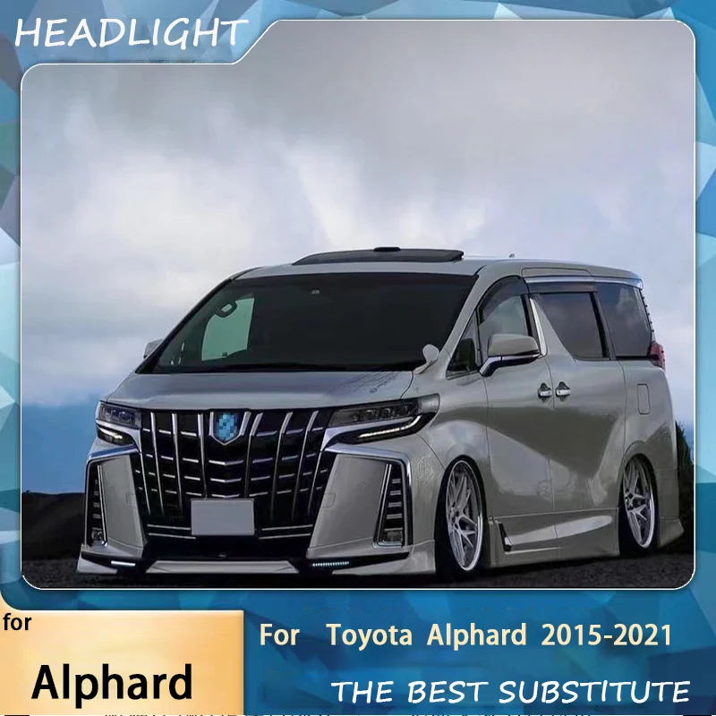 Dedicated to Toyota Elfa LED lens headlight assembly Alphard modified LED daytime running light water steering