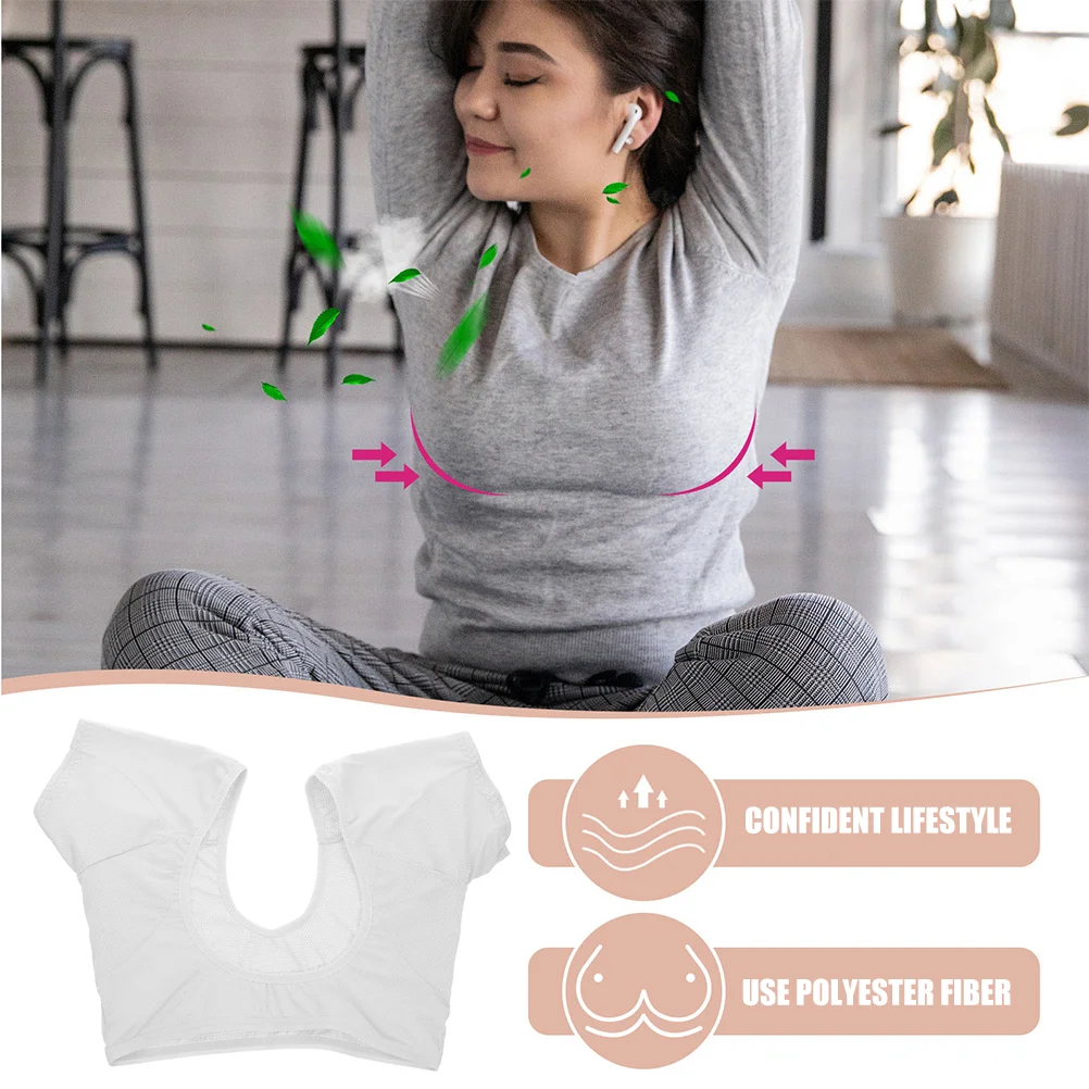 Underarm Sweat-absorbent Cotton Sweat Absorbing Undershirt Athletic for Women Armpit Shirt Vest Washable Polyester