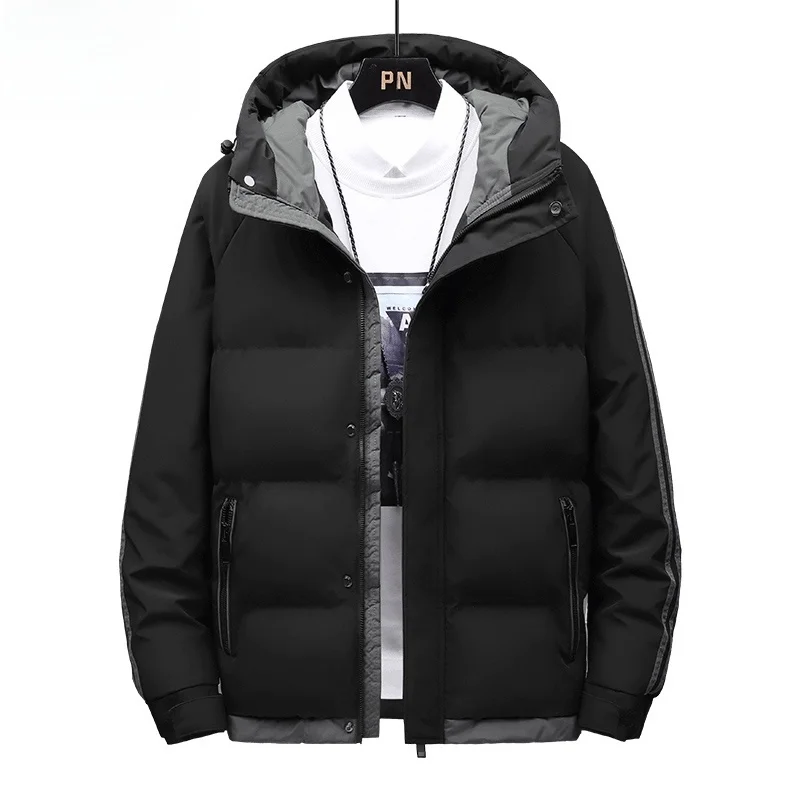 Yuzhao Lin الرجال Thiened أسفل القطن Jaet مقنعين ملابس الشتاء الدافئة حجم كبير معطف القطن ألياف البوليستر طويلة Sve #5