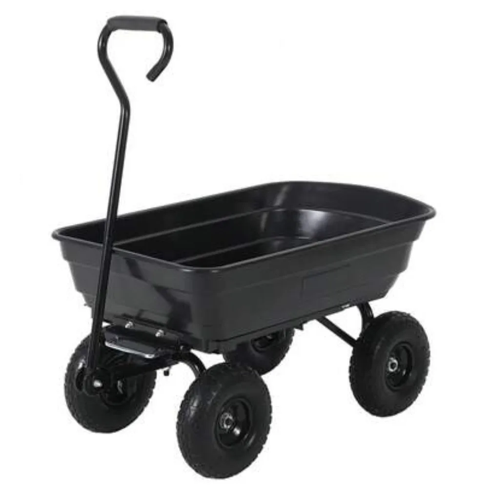 400 LBS Capacity Heavy Duty Garden Cart Utility Yard Wagon with Quick Release Dump Bed, 10 Inch Flat Free All Terrain Wheels, Steel Frame for Soil Plants Tools Hauling Lawn Debris, Foldable Handle