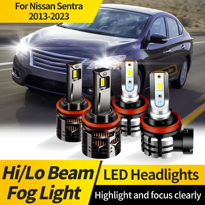 

2PCS H11 LED Headlight Bulbs Super Bright CSP H11 Hi/Lo Beam Fog Lights White Auto Driving Headlamp For Nissan Sentra 2013-2023