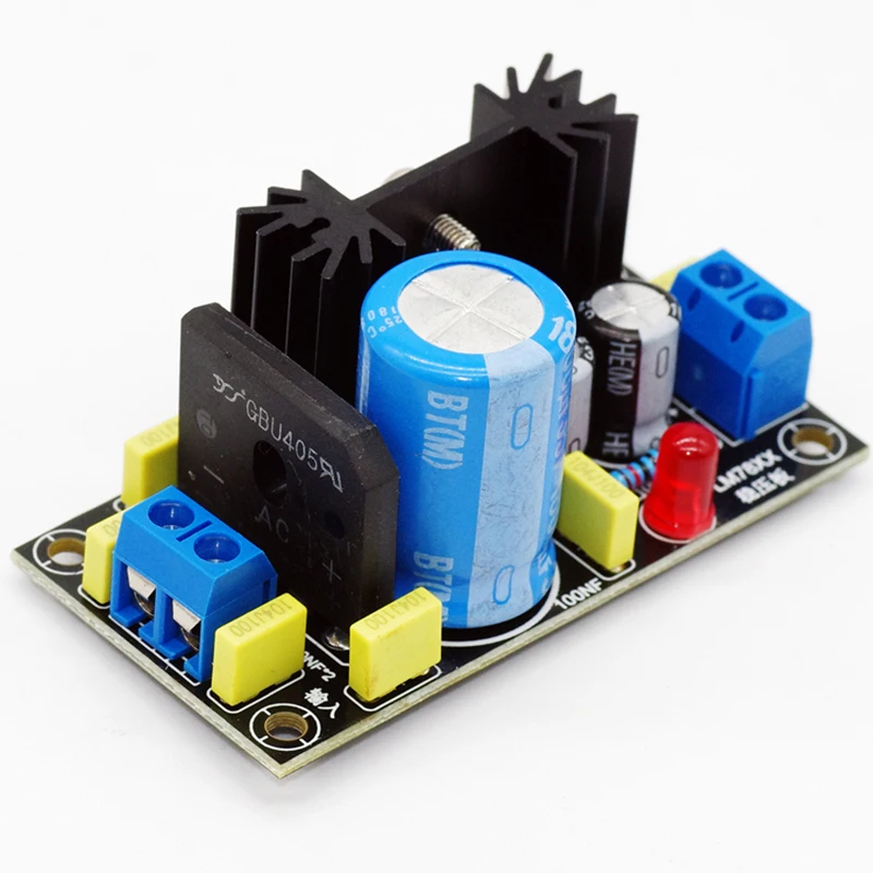 LM317 DC adjustable voltage regulator power supply board LM7805/12/15/24 Buck 5V12V15V24V filter capacitor 4A rectifier bridge