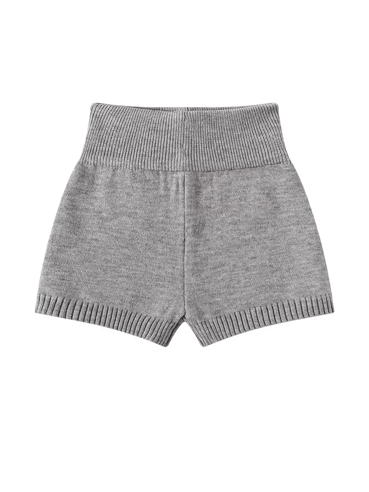 Frauen Hohe Taille Shorts Retro Gestrickte Abnehmen Hip Fahrstuhl Vielseitig Gewickelt Hüfte Herbst Winter Hosen