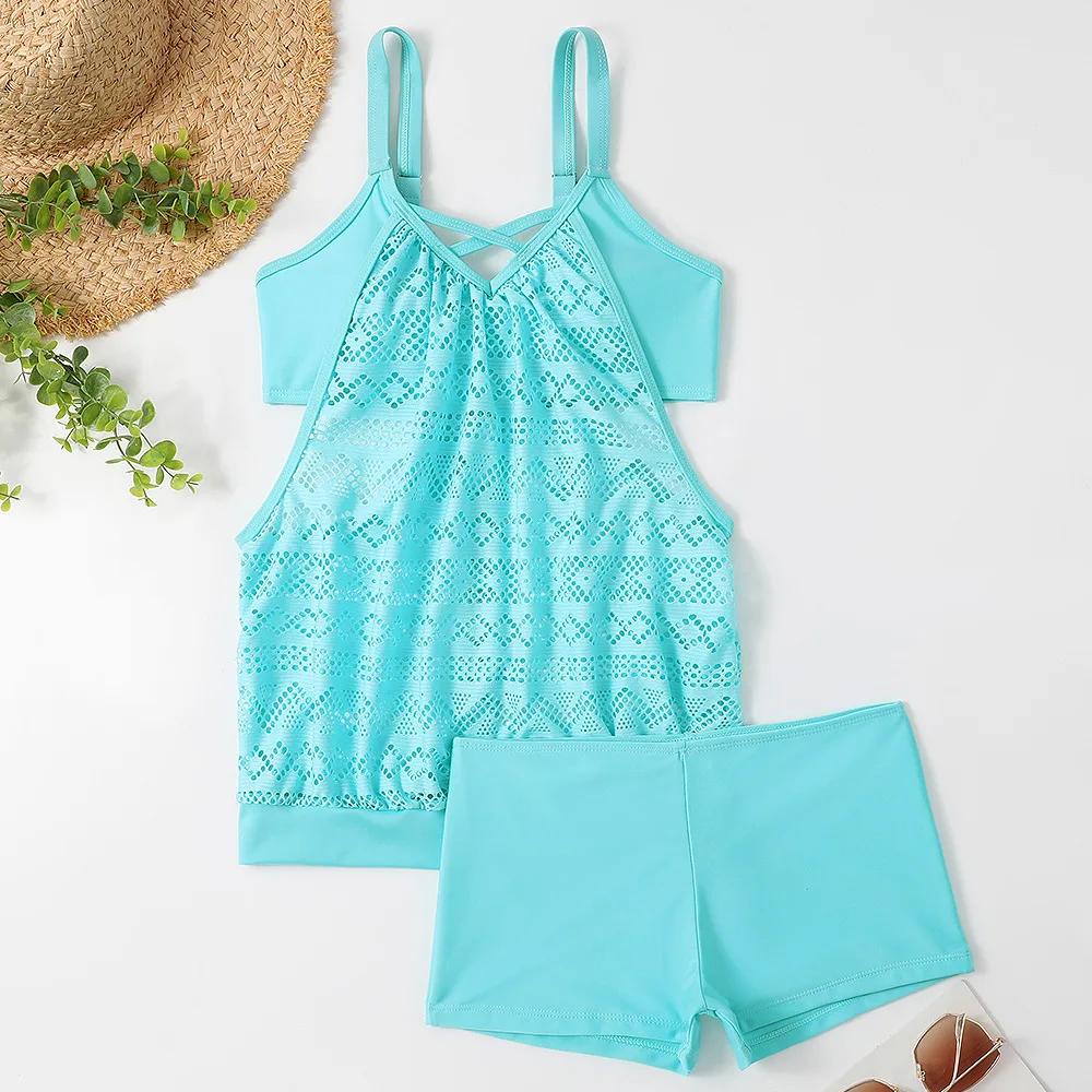 

Lace Tankini Set 2026 Two Pieces Swimsuit Women Mesh Swimwear Female Bathers Bathing Swimming Swim Suit Beachwear