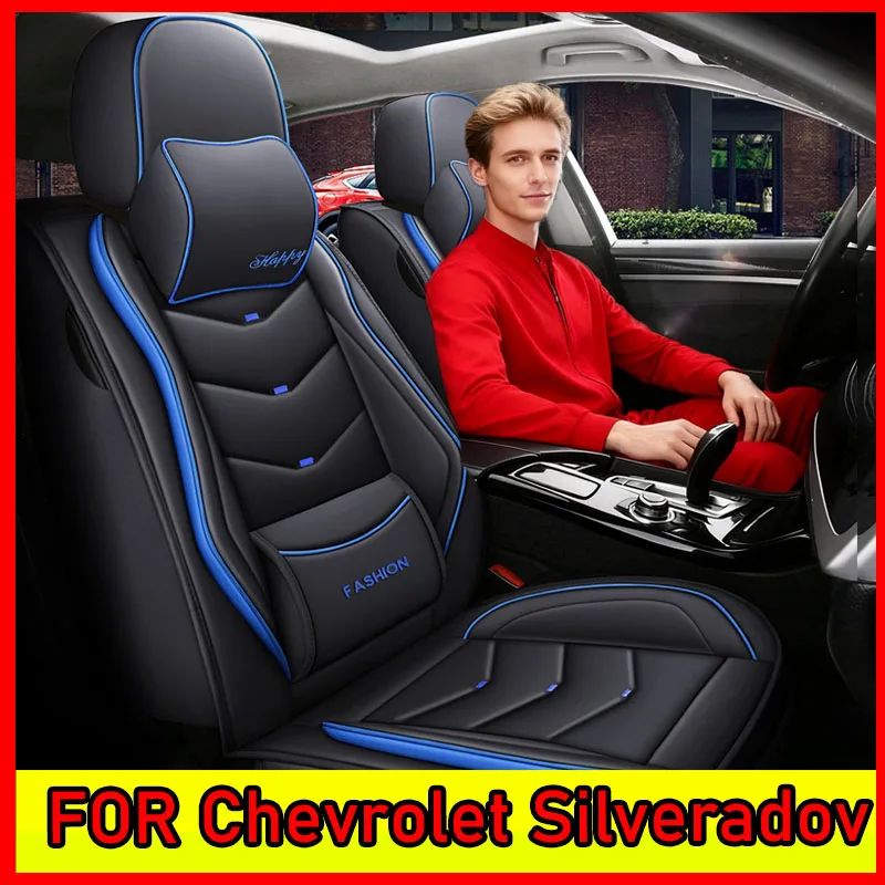UNTUK sarung jok mobil Chevrolet Silverado, tahan air, kulit sintetis, lembut dan nyaman, tahan aus, penutup jok menyeluruh