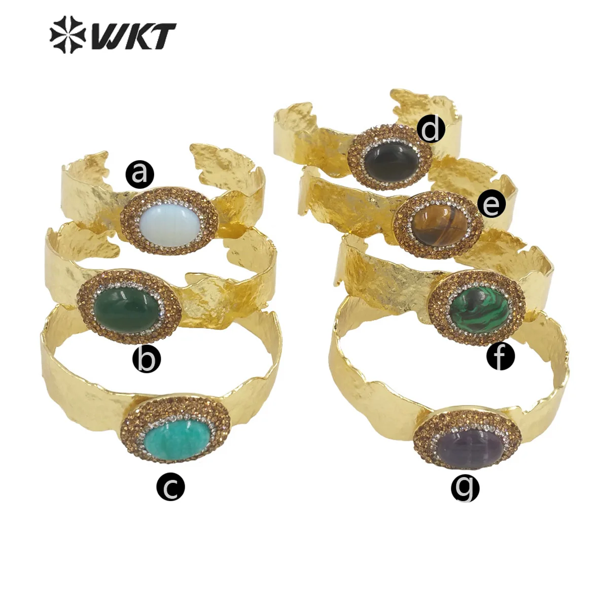 

WT-B628 WKT 2023, новый стиль, драгоценный камень и стразы, овальная форма, женские браслеты-манжеты, позолоченные аксессуары, женский регулируемый размер