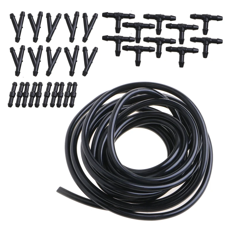 

652F Washer Fluid Hose with 30 Connectors Rubber Water for Most Windshield Washer Nozzles Irrigation Garden