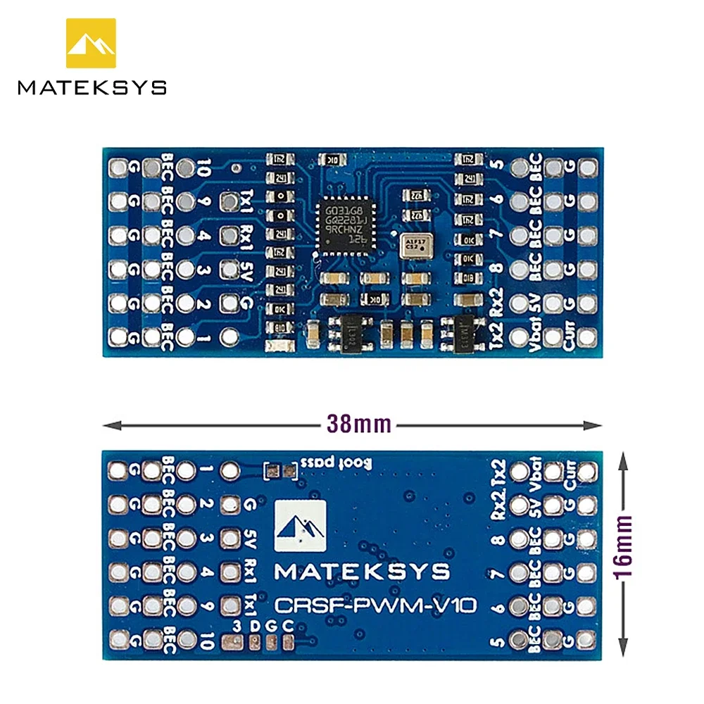 MATEKSYS CRSF-PWM-V10 CRSF-PWM Converter with Variometer 10CH PWM Output for TBS CRSF Protocol 433MHz 915MHz 2.4GHz Receiver