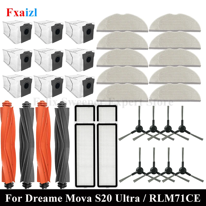 Für Dreame Mova S20 Ultra / RLM71CE Verbrauchsmaterialien Roller Seite Pinsel Filter Mopp Staubbeutel Roboter Staubsauger Zubehör Ersatzteil
