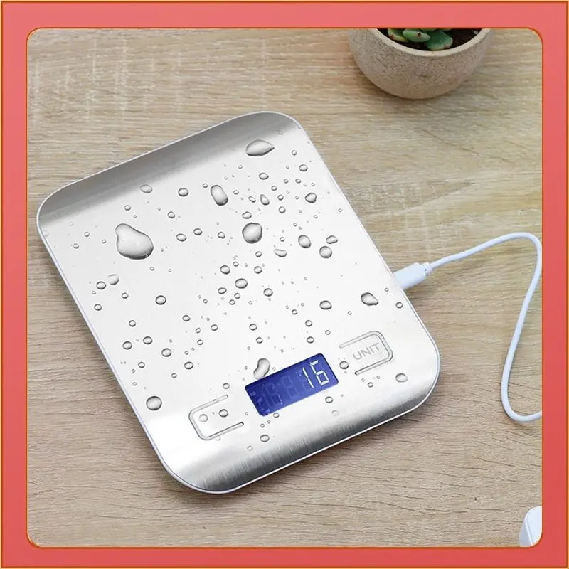 [NEWA08R】 Digital Kitchen Scale 5Kg Stainless Steel Panel USB Charg Precise Small Platform Scale Portable Multifunction Display