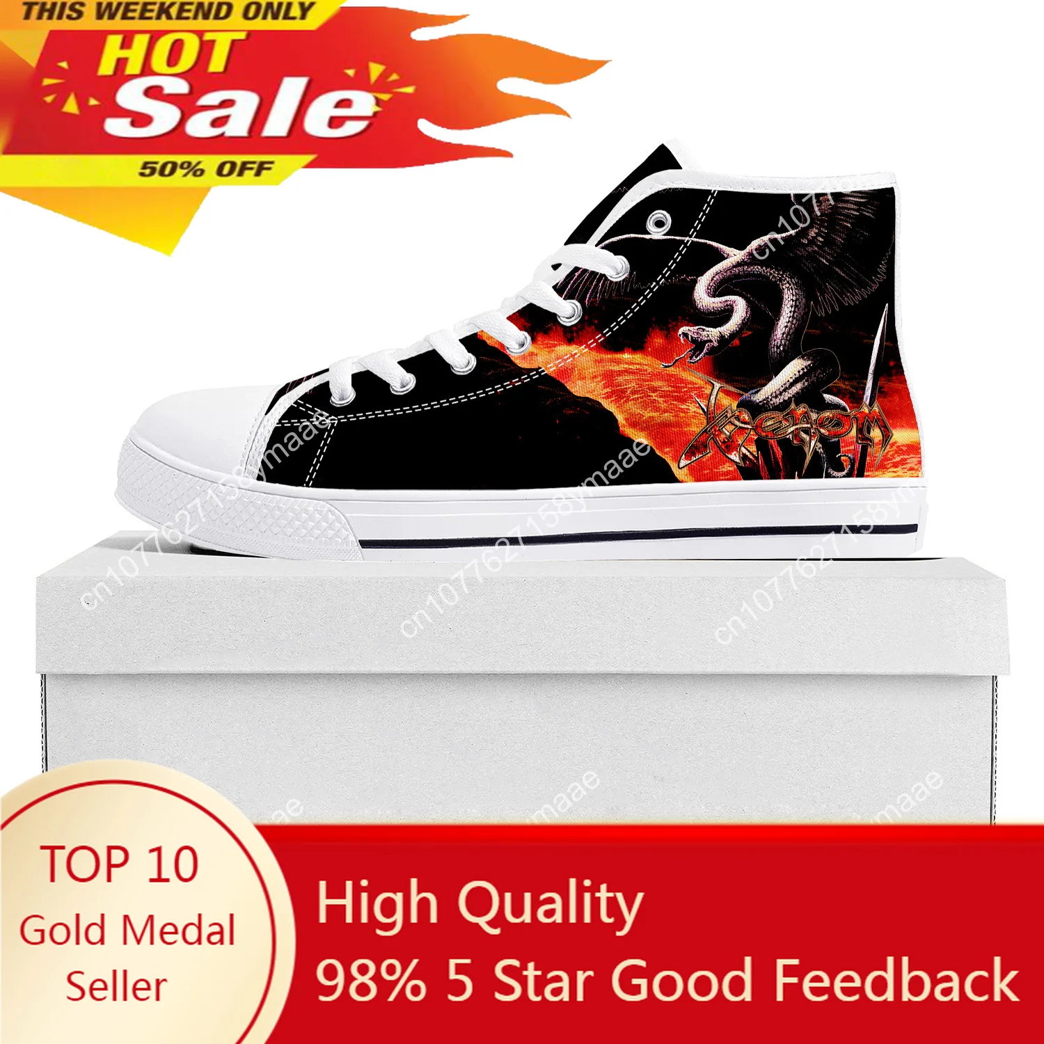 

Venom Band High Top Sneakers Mens Womens Teenager Canvas High Quality Welcome To Hell Sneaker Custom Made Shoes Customize Shoe