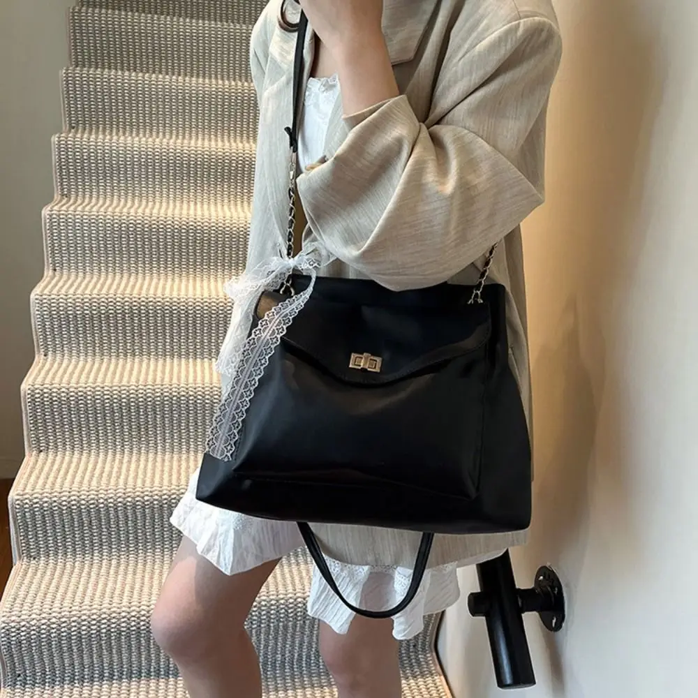

with Ribbon PU Shoulder Bag Small Pack Solid Color Solid Color Shoulder Bag Handbag Large Capacity Retro Crossbody Bag Gift