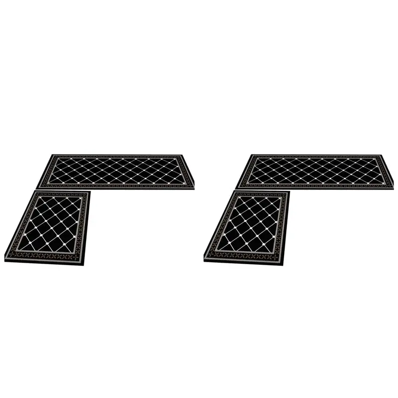 A98E-4 Pieces Thick Cushioned Kitchen Floor Mats Set Heavy Duty Comfort Standing Mats Waterproof Kitchen Runner Mats