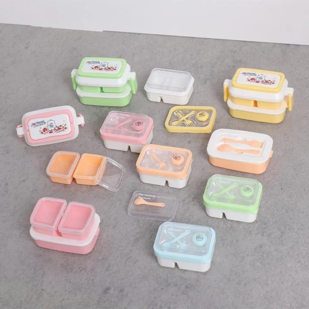 1:6 Doll House Dccessories Dollhouse Lunch Box Set Miniature Kitchen Props Simulated Dinner Box Cartoon Bento Box Model