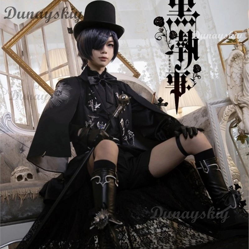 

Anime Black Butler Kuroshitsuji Ciel Cosplay Ciel Phantomhive Costume 15th Anniversary Black Suits Cosplay