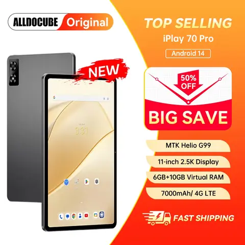 ALLDOCUBE 11-Zoll 2,5K QHD Tablets iPlay 70 Pro MTK Helio G99 Dual-SIM 4G LTE Tablet PC 256GB ROM 7000mAh PD 18W Android 14 Pads