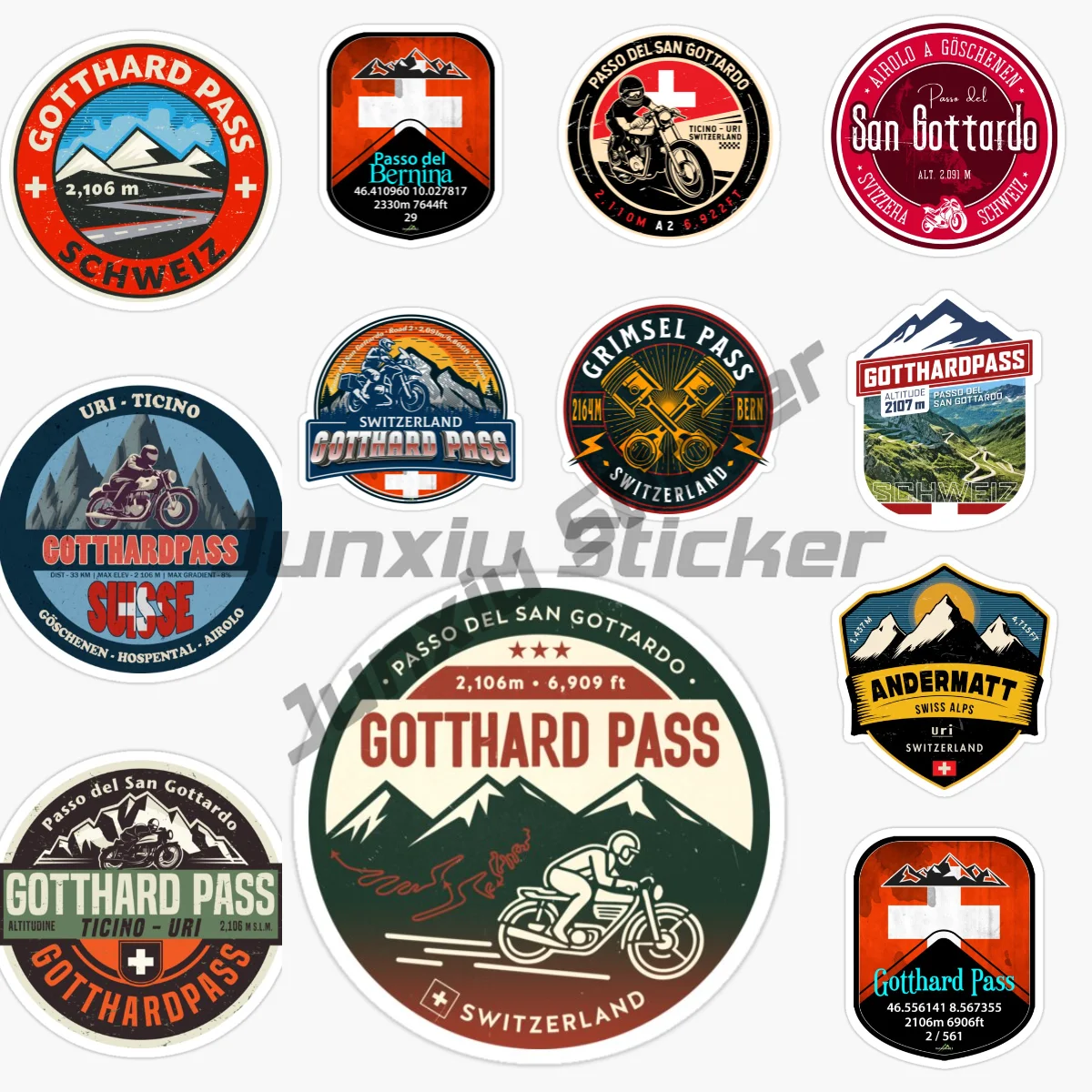 

Switzerland GOTTHARD PASS San Gottardo GRIMSEL PASS Scenic Adventure Car Stickers Landscape Adventure Car Stickers Vinyl Flower