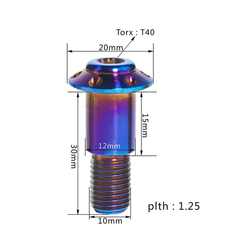 1PCS Titanium Bolts M10x30mm Motorcycle Side Support Foot Screw Bracket Screw Pitch 1.25 Ultra Light Anti-corrosion