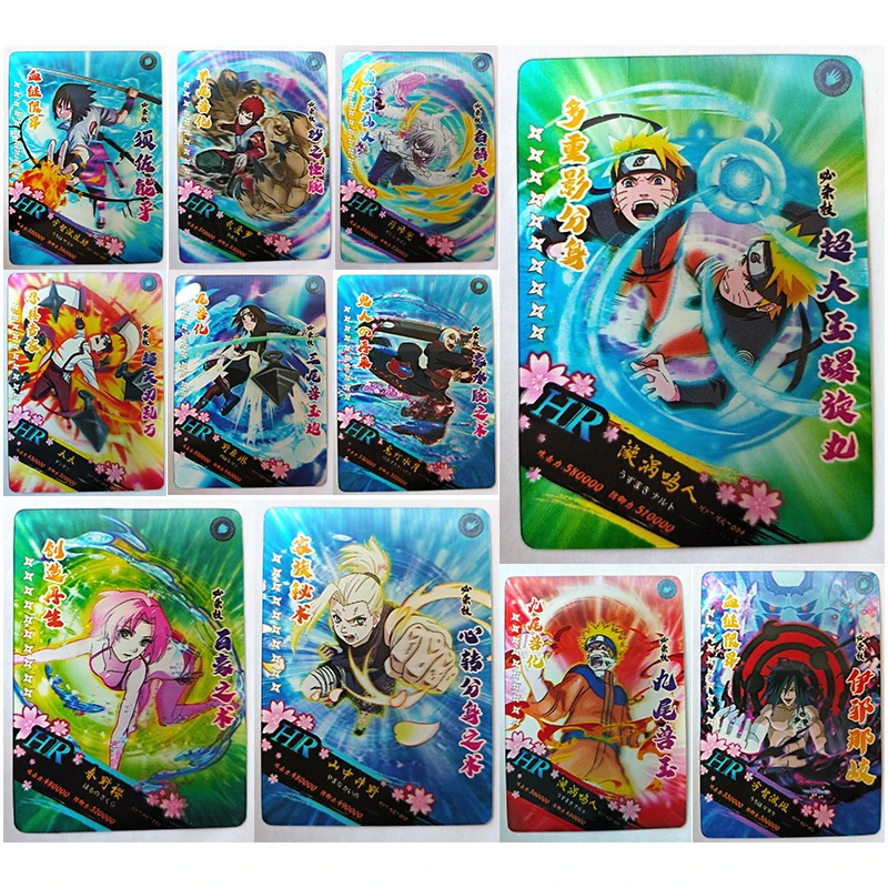 

Anime Naruto HR Series Uzumaki Naruto Uchiha Sasuke Haruno Sakura Hatake Kakashi Collection Cards Toys Christmas Birthday Gifts