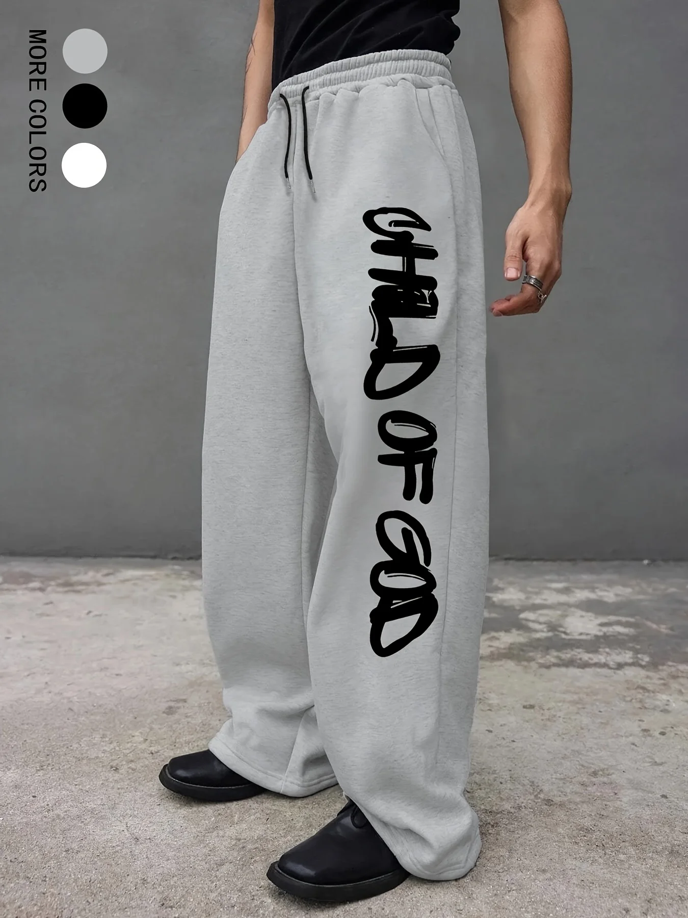 

Men's versatile solid color drawstring loose casual sports pants for all seasons men's outdoor home casual pants