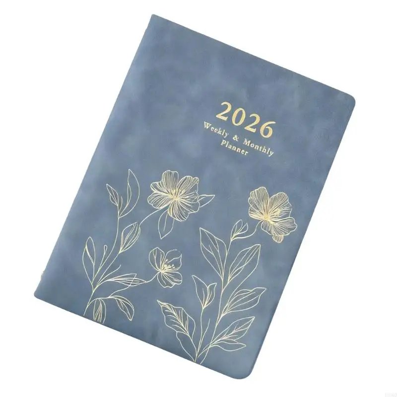 مخطط أسبوعي 2026 مع صفحات مؤرخة وغطاء جلدي مكون من 6 حلقات قابلة لإعادة الملء 2026 مخطط أكاديمي للجدولة H8WD