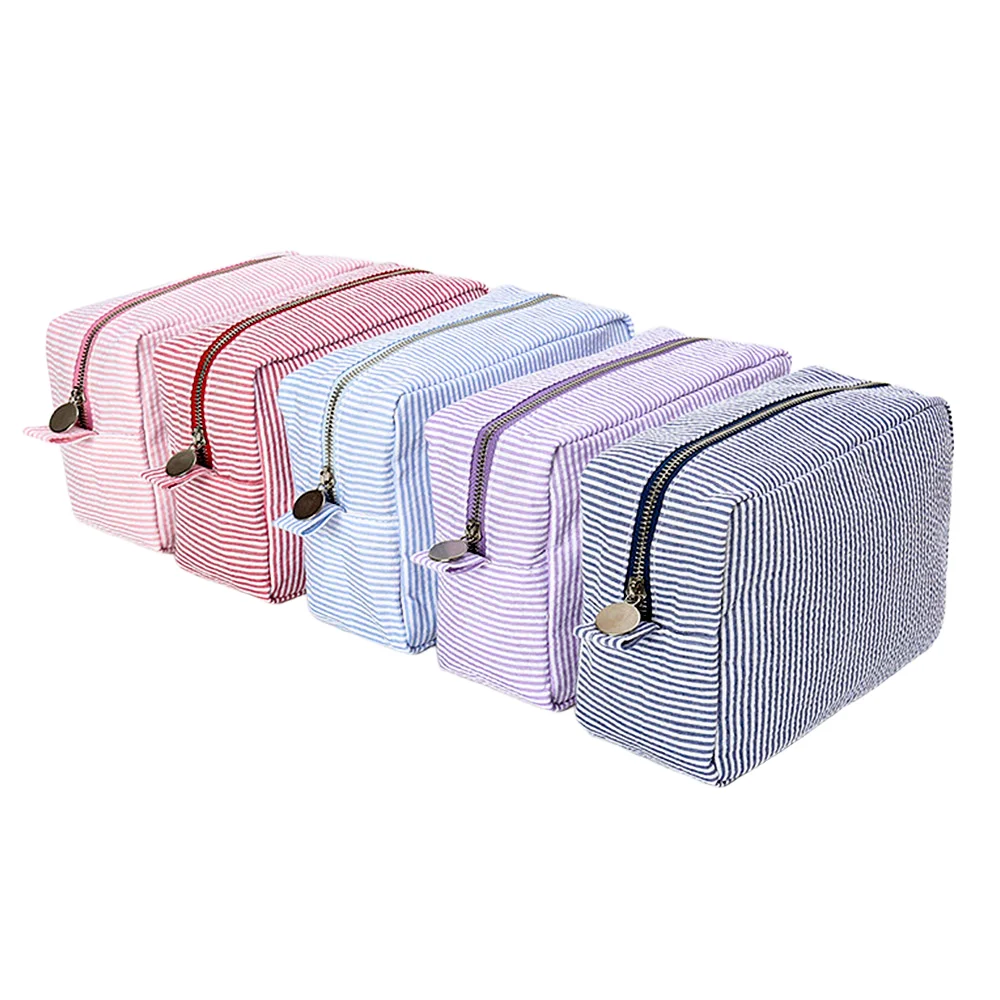 2pcs/5pcs Nylon Pouches Striped fabric Storage Bag Travel/toiletries /cosmetics multipurpose for DIY Personalized Applique Decor