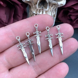 20pcs 29*9mm Wholesale Metal Alloy Mini Sword Charms Weapon Pendant for Jewelry Making DIY Handmade Craft Pendant Accessories
