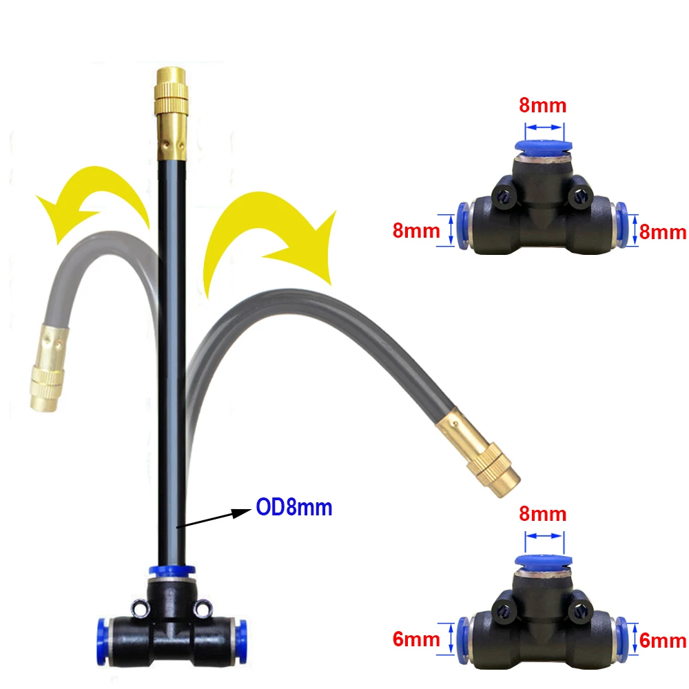 

10pcs Universal adjustable Free Bending Rod 8mm/6mm Connection for Garden Irrigation Humidification Sprayer Connectors