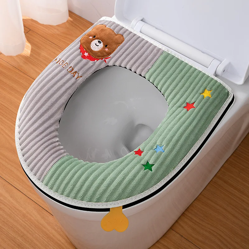 

Симпатичный медведь мягкое сиденье для унитаза теплый Four Seasons универсальный унитаз горшок подушка домашний коврик для унитаза на молнии зимние накидки для унитаза