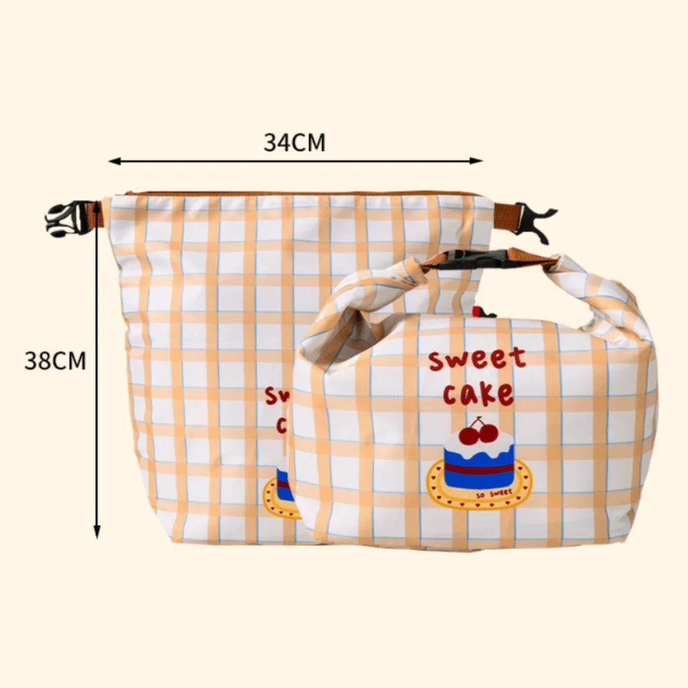 Cute Cartoon Print Lunch Bag Oil-proof Large Capacity Outdoor Picnic Bag Fresh-Keeping Portable Students Lunchbox Bag