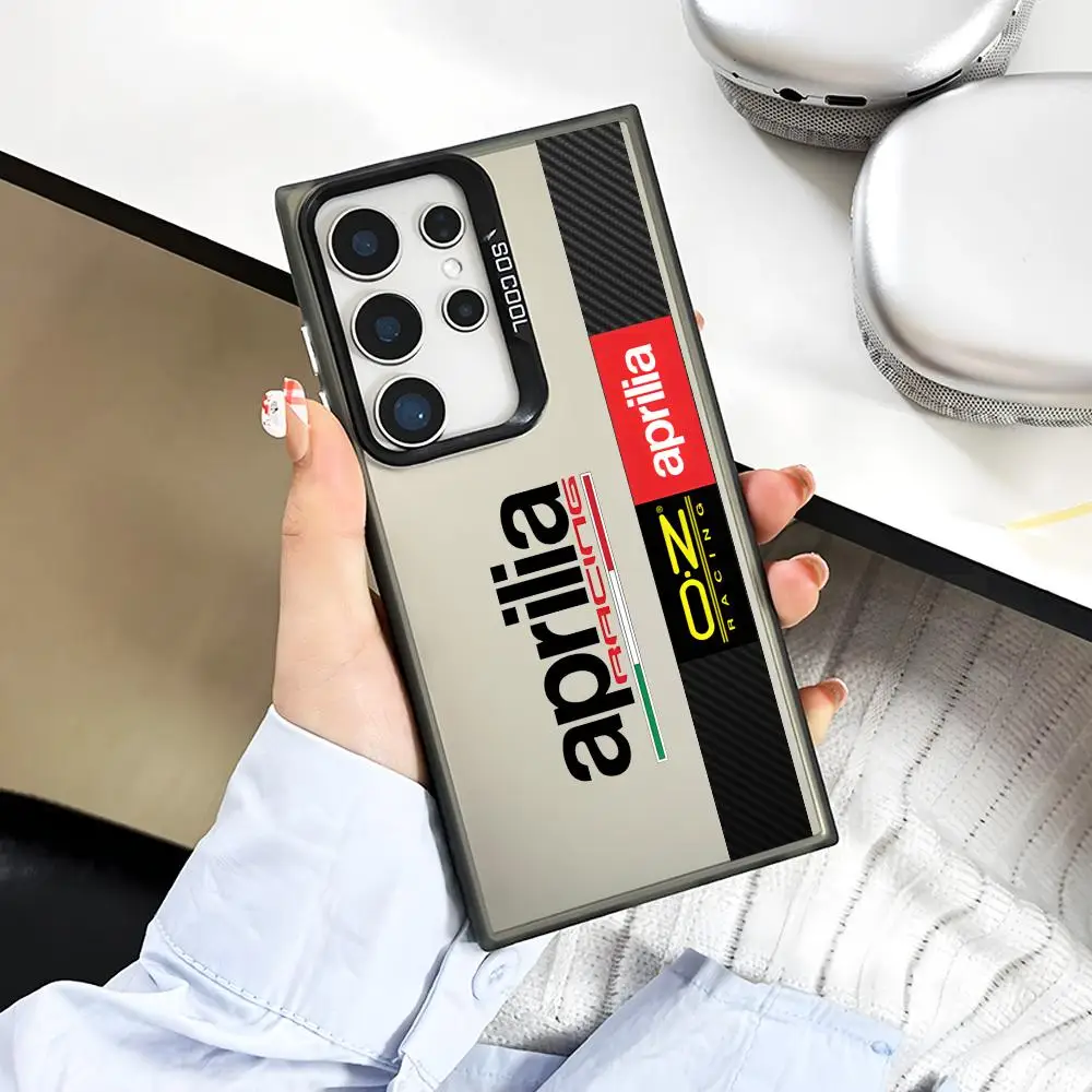 Motorcycle A-Aprilia Phone Case for Samsung Galaxy S26 S25 S24 S23 S22 S21 S20 Note20 Plus Ultra Colorful Silver Cover