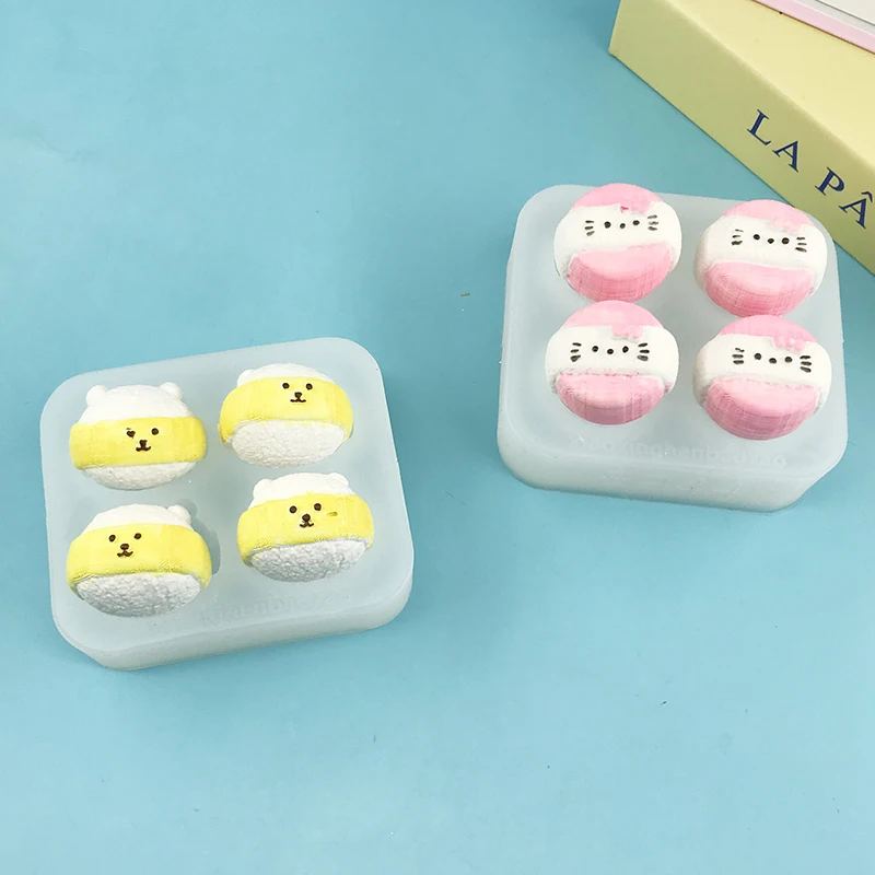 

Cute bear KT cat powder puff silicone mold DIY Handmade Food Safety Materials Baking Tool Mousse Cake Soap Mold Candle Mold