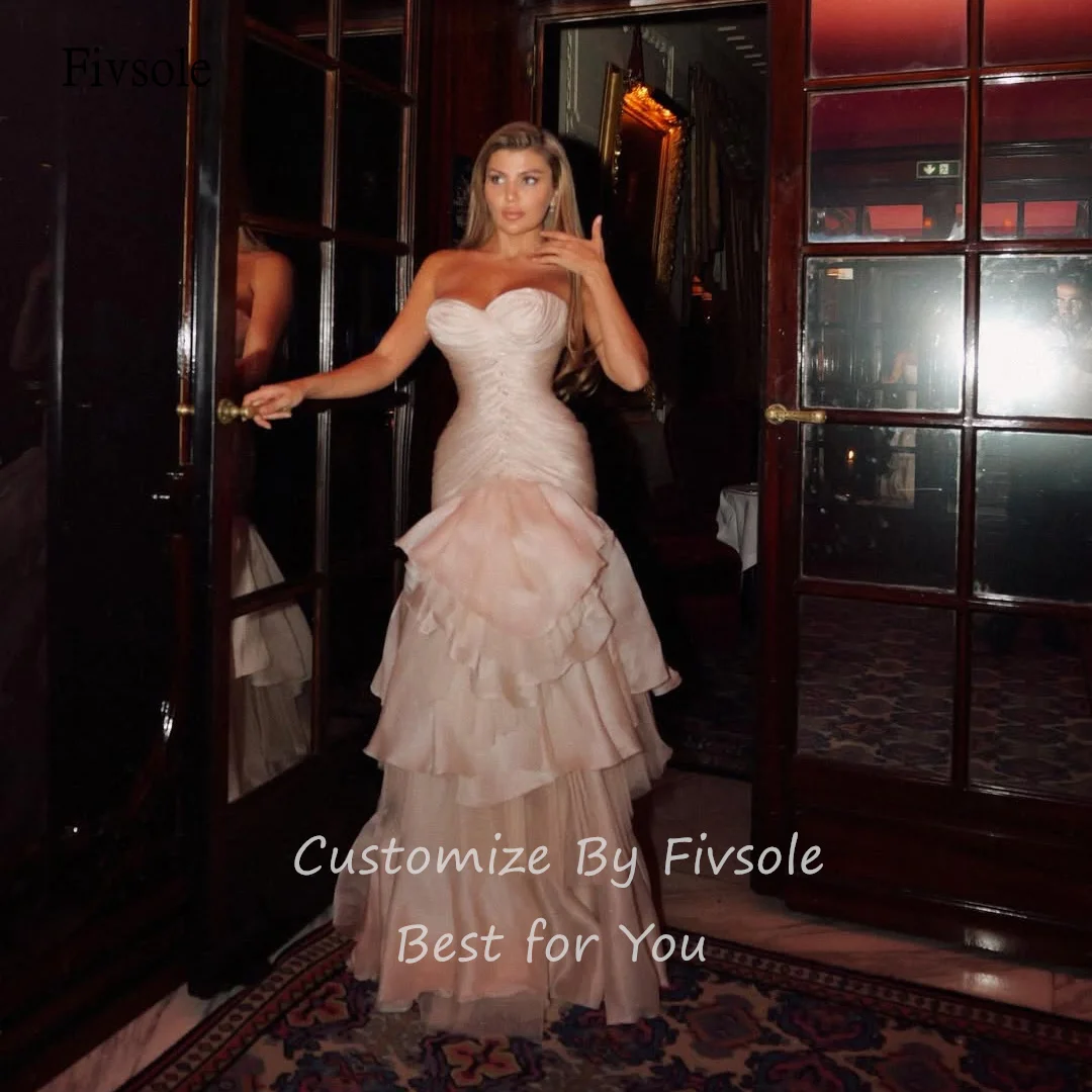 Fivsole Prinzessin A-Linie Prom Kleider Herzförmiger Ausschnitt Tiered Party Kleid Bodenlangen Abendkleid vestidos de festa Angepasst