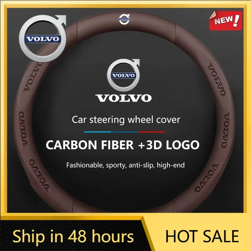 Funda de Volante Universal de Gamuza para VOLVO 2026, Cosido a Mano, Funda de Cuero Suave Negro Trenzado para Volvo V40 V5