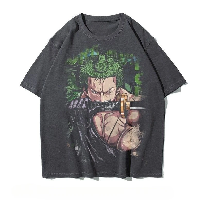 ワンピースアニメコラボ ソロン インス トレンドブランド 海賊ハンター オーバーサイズ 純綿 ルーズTシャツ 夏 メンズ レディース