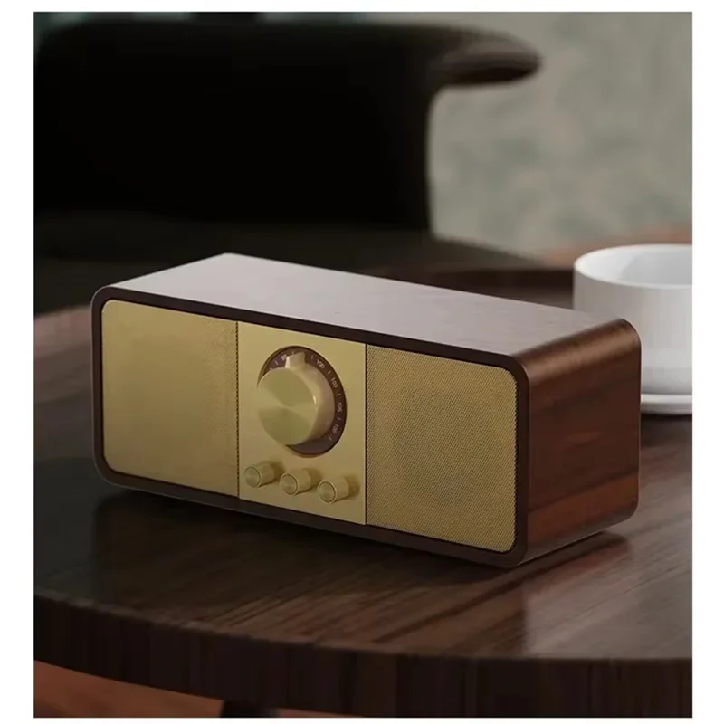 ABMF-Portable Retro FM Radio Wooden Radios Receiver Wireless Hi-Fi Stereo Bluetooth Speakers Support TF Card/U Disk/Aux