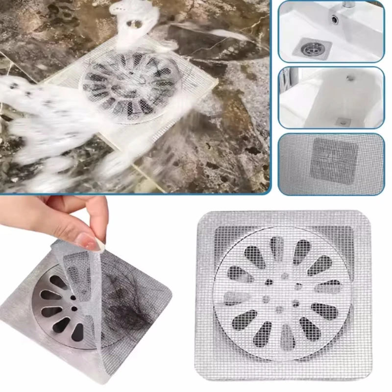 30PCS Hair Catcher Drain Strainer Anti Blocking Filter Screen Kitchen Bathroom Disposable Floor Drain Sticker Bathroom Product