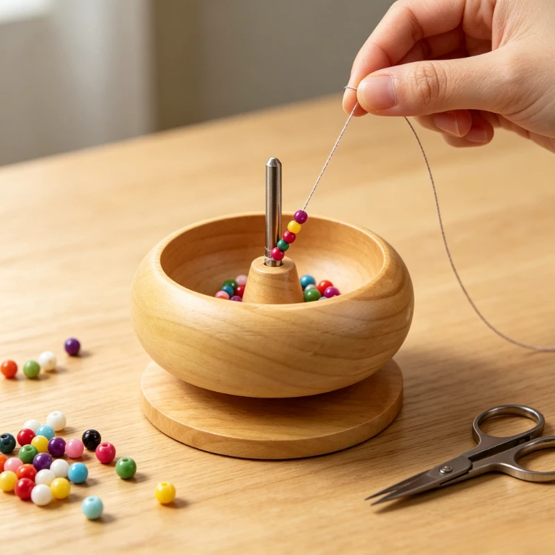 1Pc Wooden Bead Spinner With Needle Manual Bead Loader Stringing Tool For DIY Jewelry Making Waist Bracelet Beading Supplies
