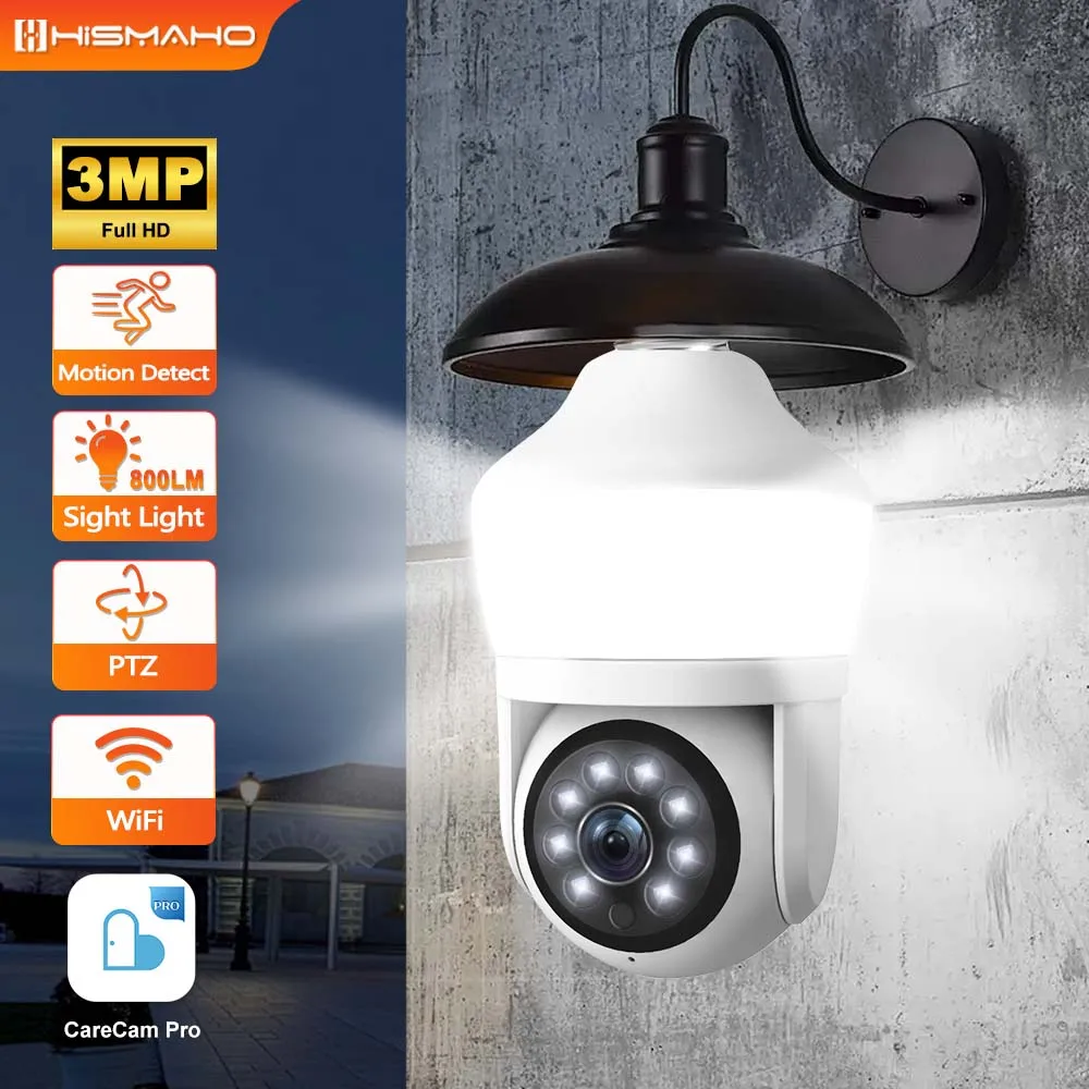 3MP Floodlight Camera WiFi Wireless Garden Wall Lamp Indoor Light Bulb Monitor Security Protection Video Surveillance