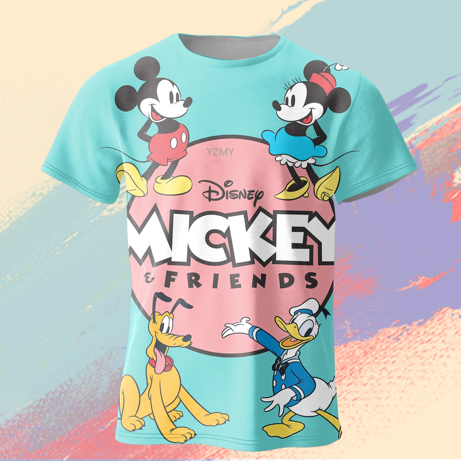 

2024 Disney Mickey&Minnie T Shirt Cartoon T-Shirts Boys Girls Duck Children Short Sleeve Couple T-shirt Street Tops Tee