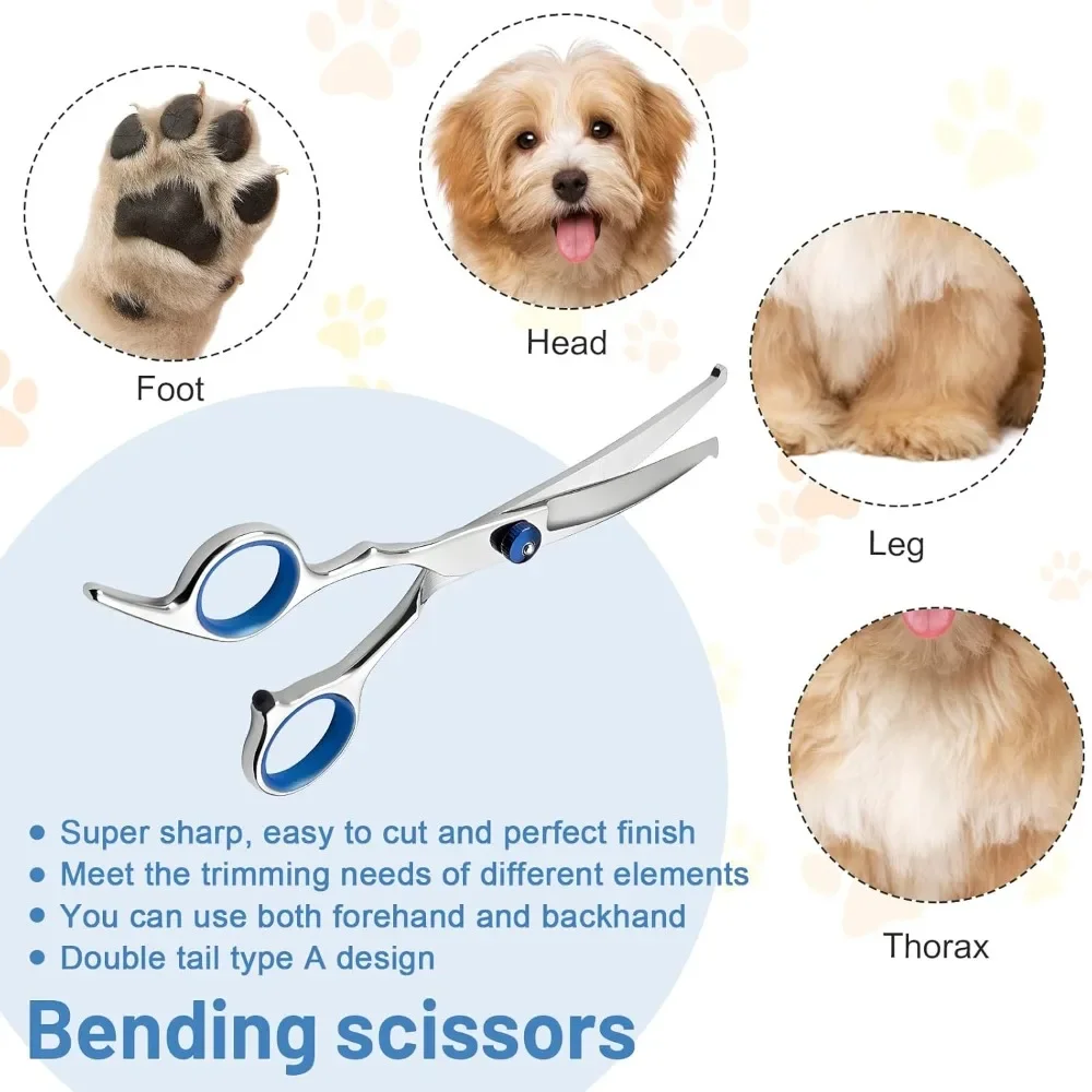 Professional Pet Grooming Scissors with round Head - Safe Precise Stainless Steel Dog Hair Shears for Effortless Trimming
