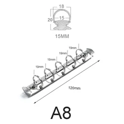 Moterm A8 Size Metal Spiral Rings Binder Clip 5 holes With 2 Pairs of Screw For Diary Notebook Planner Binder Clip File Folder