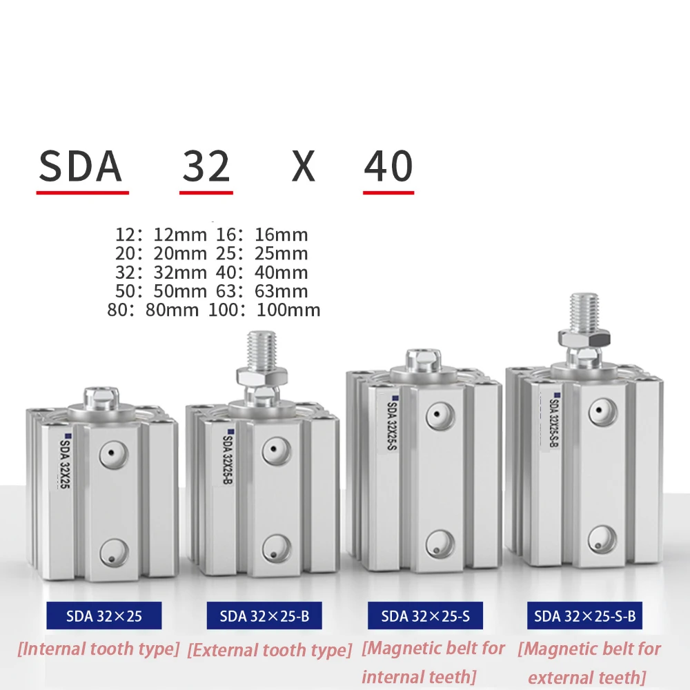 1Pcs Internal thread 5-40mm Stroke Compact Thin Air Cylinders Pneumatic Cylinder SDA 12/16/20/25/32/40 Series Double Acting