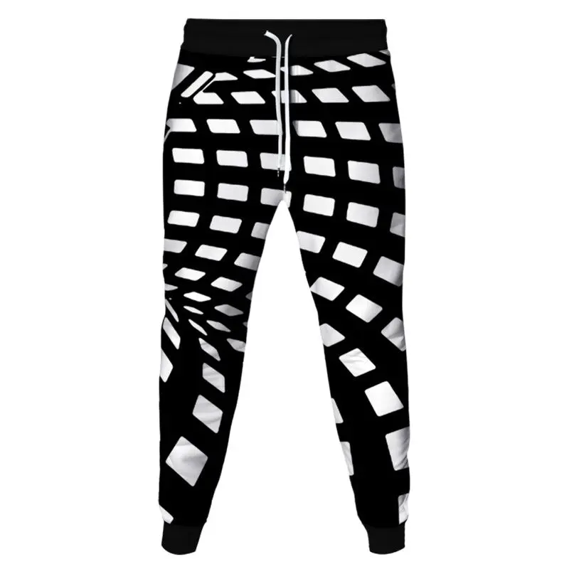 Black White Vortex Colorful Lattice Print Men Fashion Trousers Spring Autumn Women Casual Outdoor Pants Male Jogging Sweatpants